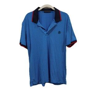 Men’s G/FORE Polo Shirt Medium Blue  Striped Short Sleeve Performance Golf Skull
